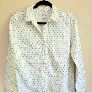Women’s Old Navy Collared Button-Up Full Sleeves Shirt – Size Large – White